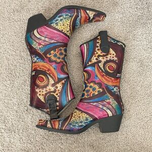 COPY - Colorful Western Rainboots, size 7